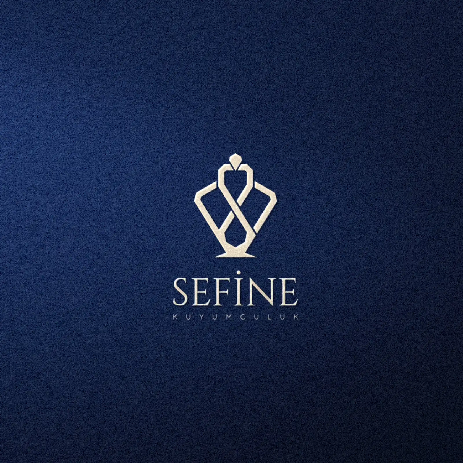 Sefine logo in gold on a textured navy background